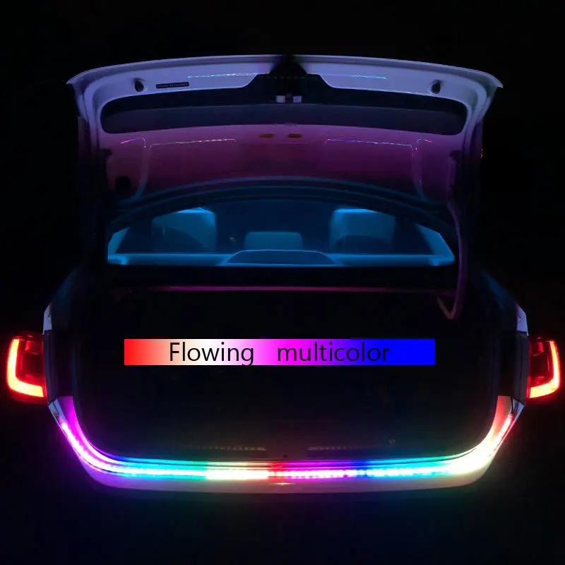 

Car Rear Trunk Tail Flowing Multicolor Reverse Warning Brake Follow Turn Signal Lamp Dynamic Colorful Led Light