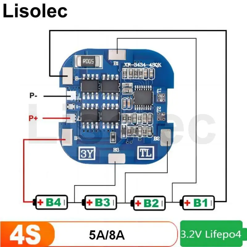 

BMS 4S 12V 5A 8A 18650 Lifepo4 Lithium Battery Charge Discharge Protection Board Protective Circuit Charging Module for Tools