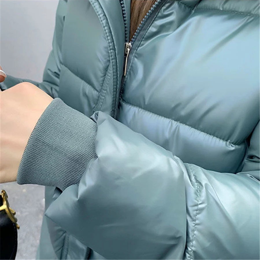 Winter Hooded Cotton Padded Basic Solid Thick Coat Oversized 4XL Women Warm Parkas Snow Wear Overcoat Korean Casual Outwear Top