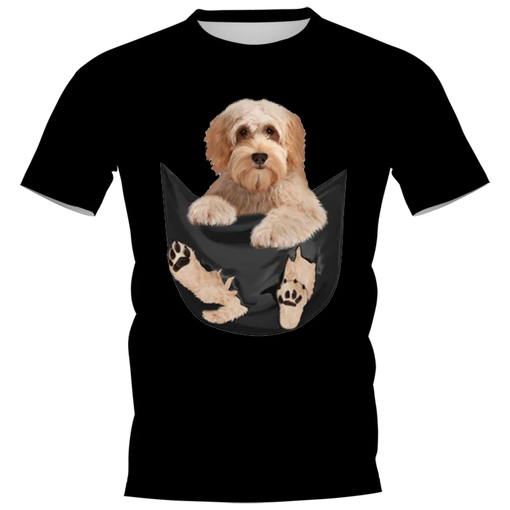 

Модные футболки CLOOCL с 3D рисунком собаки в кармане, топы из полиэстера, Повседневный пуловер, футболки унисекс, Прямая поставка