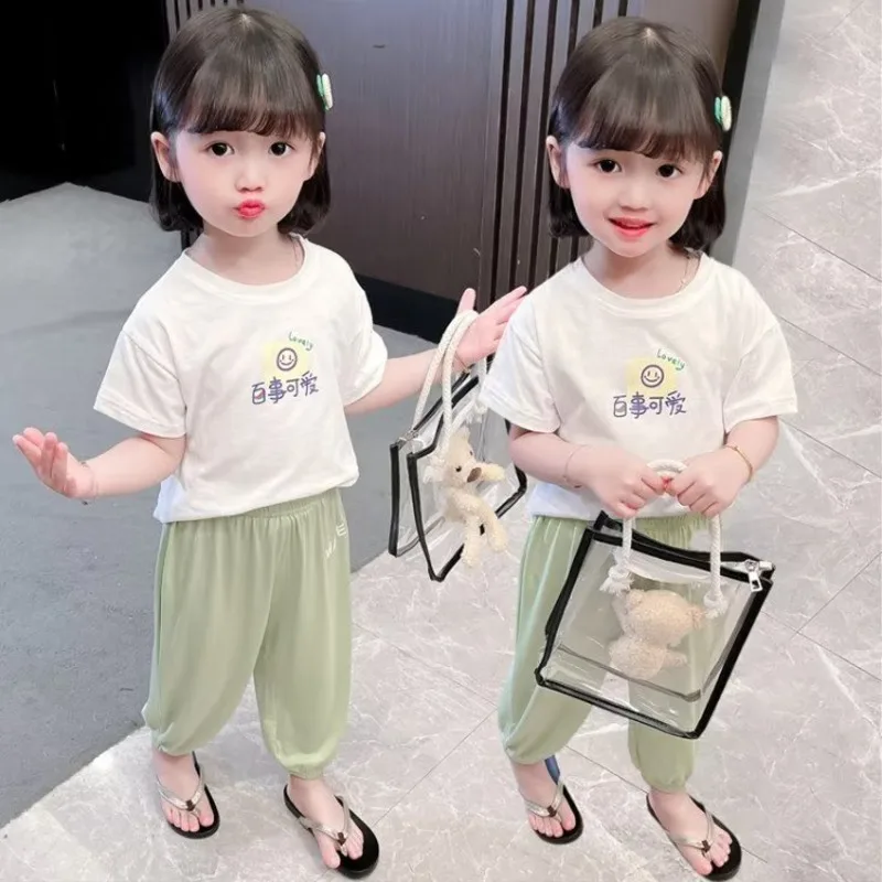 

Футболка с коротким рукавом для девочек, летняя одежда, из чистого хлопка, тонкая белая футболка, летняя мода, детский топ с круглым вырезом для девочек