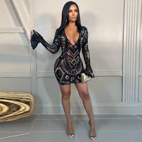 fashion dress v neck flared sleeve sexy party sequin sequin dress evening kim kardashian style spring summer 2022 new