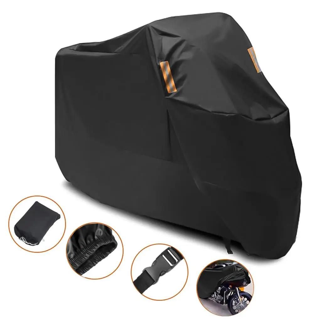 

Motorbike Cover 300D Oxford Fabric UV 50+ Waterproof Black with Reflective Strip Motorcycle Protective Case Shelter for Indoor