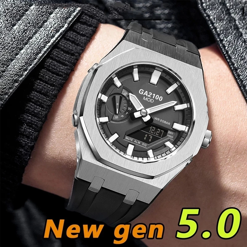 Modification Kit For Casio G Shock GM-2100 Gen5 Silicone strap + metal case For Casio GM2100 Stainless Steel Watch Band