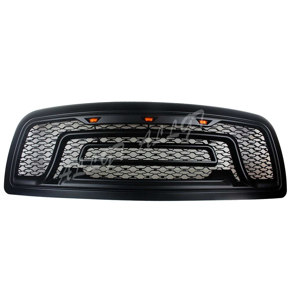 Raptor Style Replacement Front Mesh Grille with LED Light fit for Dodge Ram 1500 2009 2010 2011 2012 Matte Black