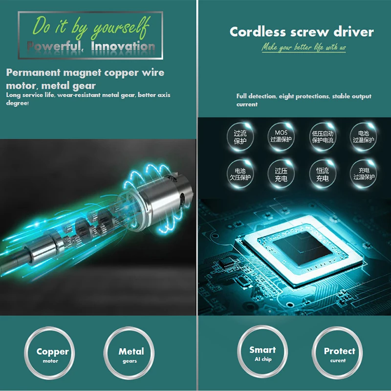 

Mini Electric Screwdriver Charging Impact Drill Rechargeable Screwdriver Drill Tools Battery Perforator Bit Power Tool