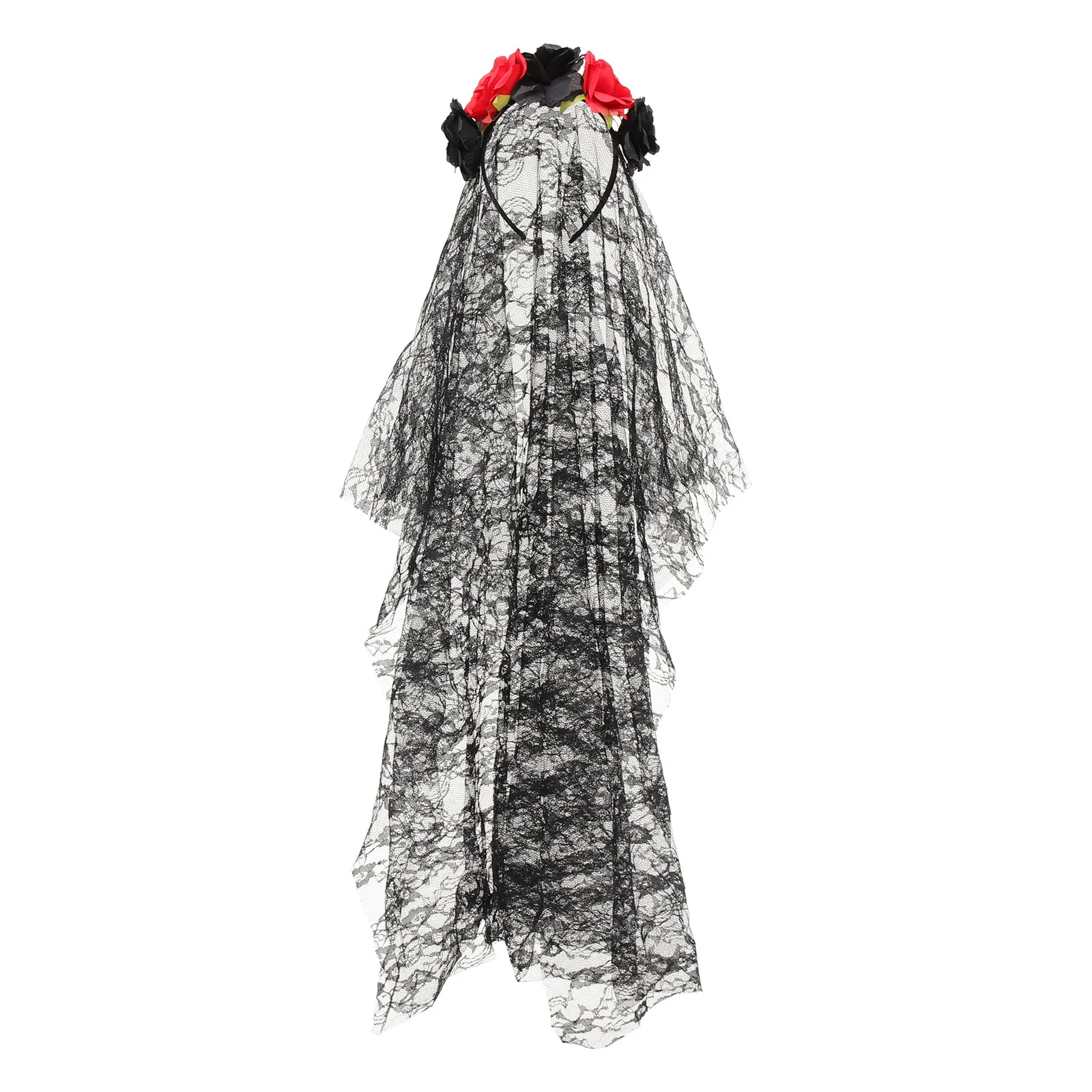

Повязка на голову с розой Цветочная вуаль обручи для волос Корона Заколки для невесты девушки поддельные Хэллоуин головной убор дизайн