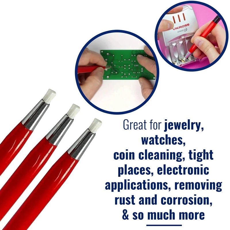 Fiberglass Scratch Brush Pen 3Pcs Jewelry Watch Coin Cleaning Electronic Applications Removing Rust And Corrosion