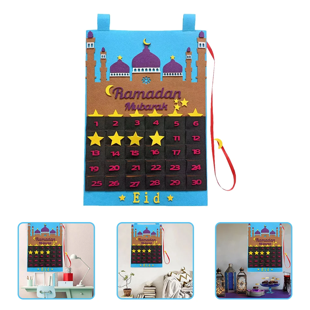 

Muslim Calendar Home Ornament Eid Mubarak Advent Calendar Household Wall Hanging Ramadan Calendar Felt Ramadan Wall Calendar