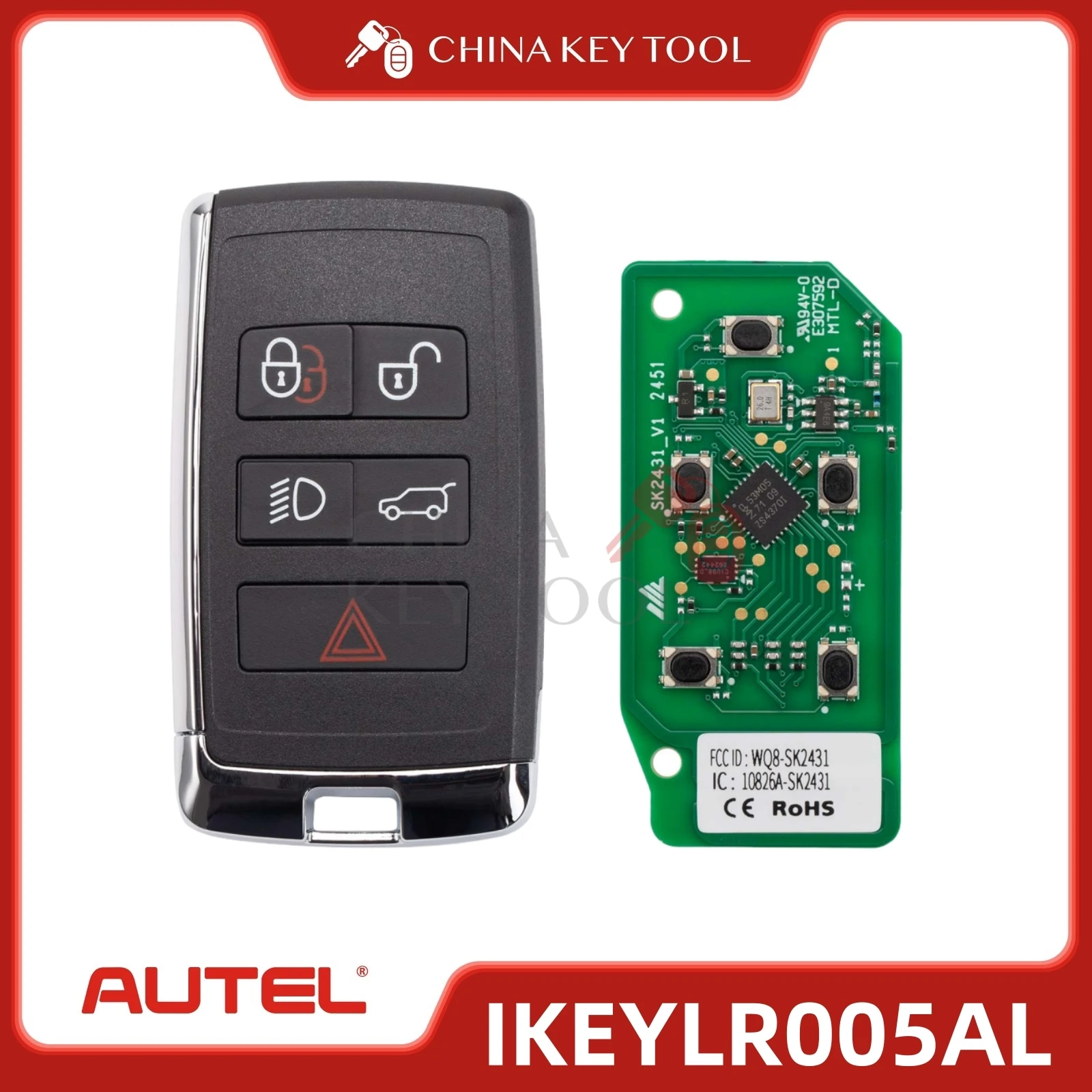 

Autel IKEYLR005AL, 1 шт., подходит для смарт-ключа Land Rover Style, 315/433 МГц, 5 кнопок