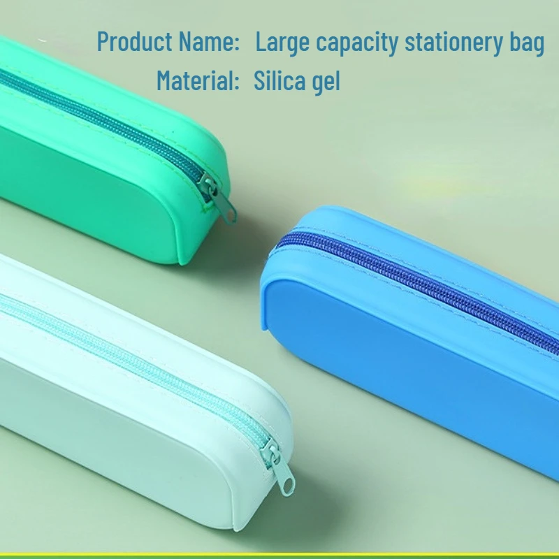 Simple Large Capacity Pencil Case Silica Gel Water Proof Pen Bag Kawaii Colorful School Office Supplies Stationery Gift