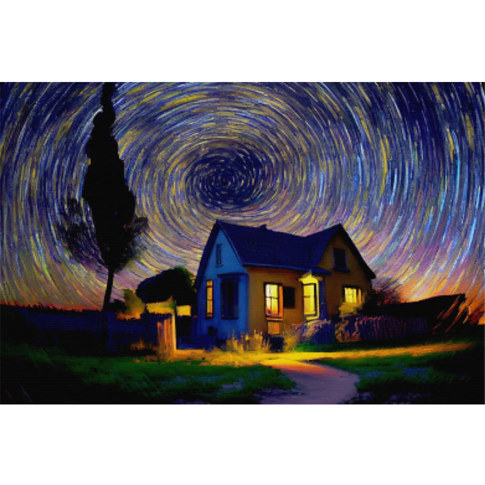 

Алмазная живопись YIBRIGHT под звездным небом, «сделай сам», квадратная вырезка, круглая дрель, ручная работа, украшение для дома, висящее на стену искусство