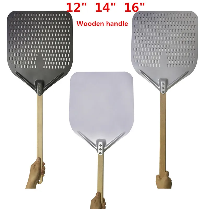 

Aluminum Pizza Shovel Peel tray Lifter Tools Non Slip Wooden Handle Cake Bread Paddle Cheese Cutter Baking Turner Accessorie