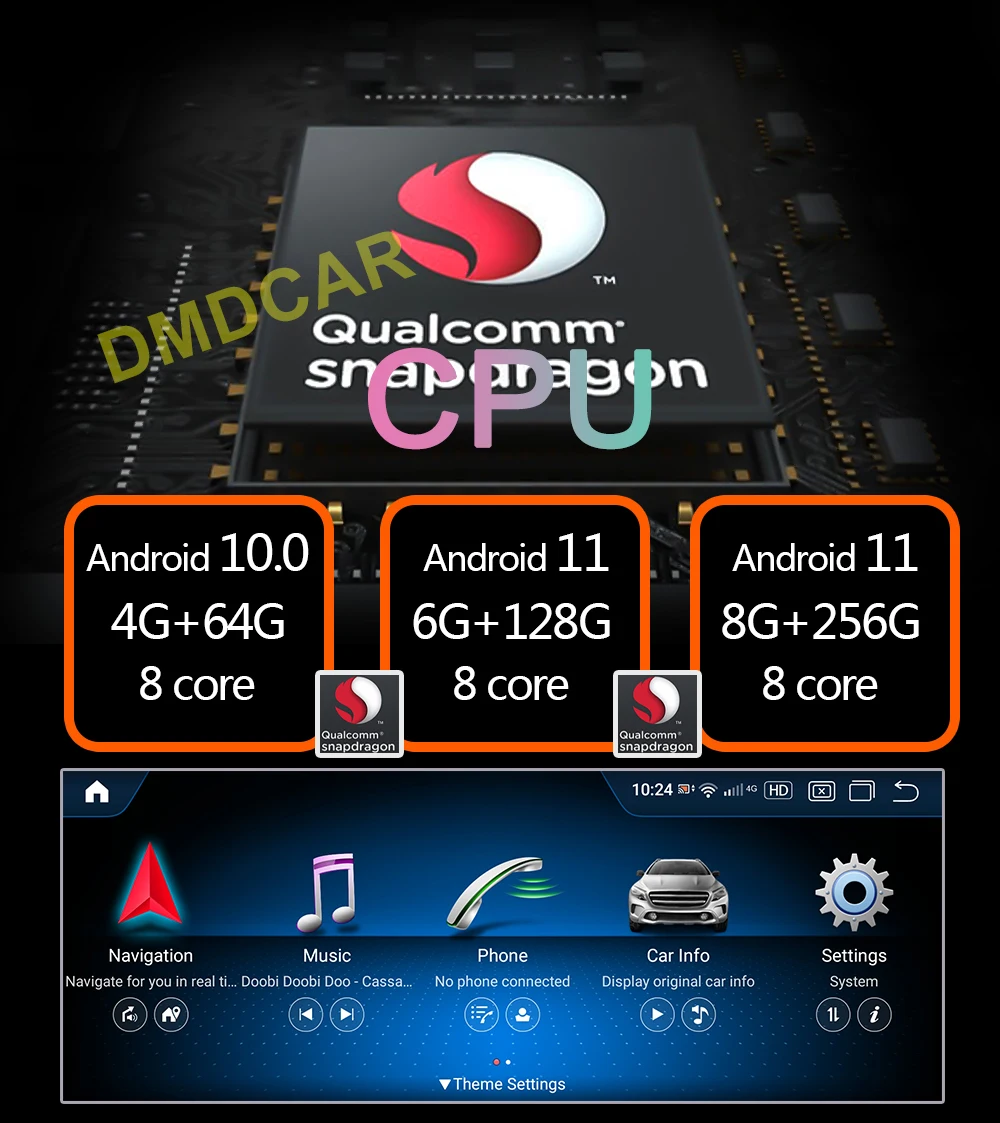 Автомобильный мультимедийный плеер на Android 11 с восьмиядерным процессором Qualcomm 12 5