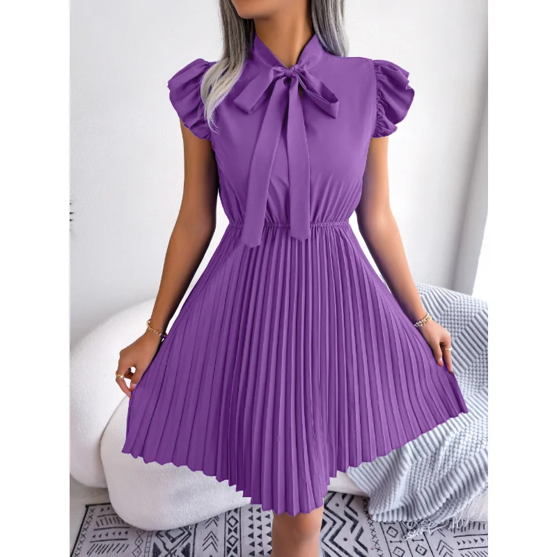 

New Fashion Women's Dress Elegant Tied Waist-Controlled Large Hem Pleated Skirt Vestido Casual Party Dress for Women 2023