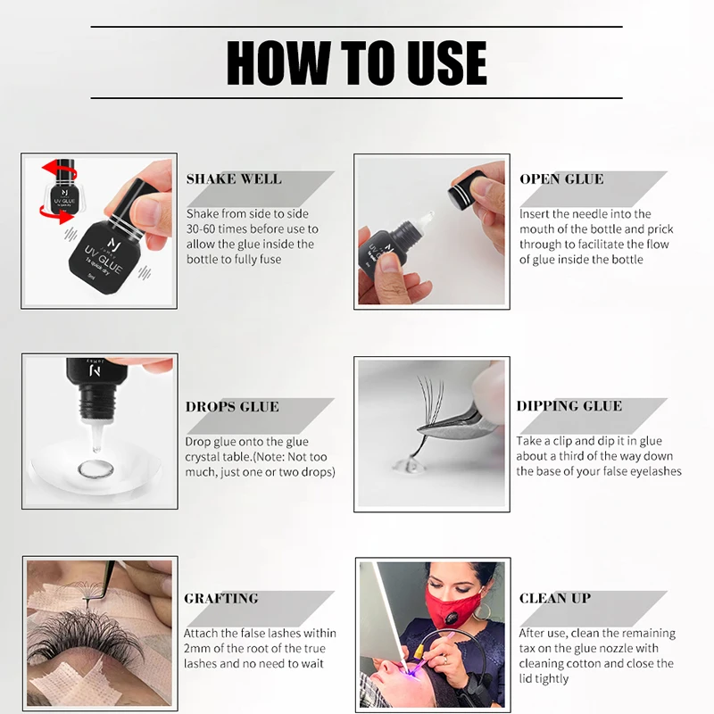 Набор УФ-клея для наращивания ресниц Быстросохнущий индивидуальный фотоклей