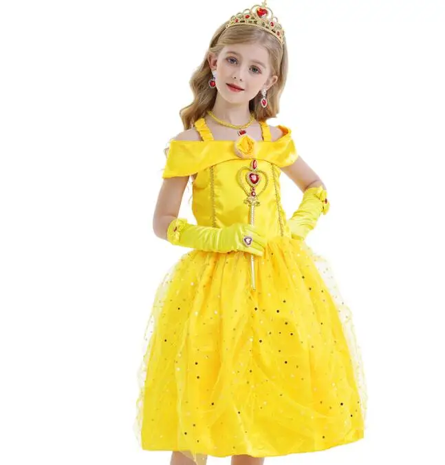 

Disney Bell Princess Dress for Girls Children Party Birthday Fancy Gown Cosplay Princess Dresses Cute Costume