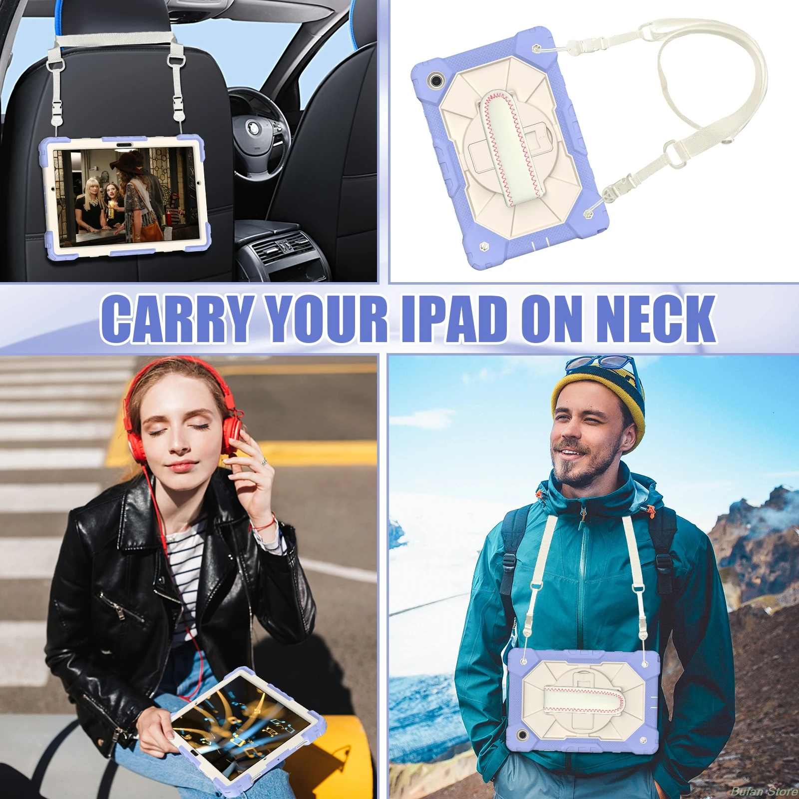 Versatile Shoulder Strap Case For Samsung Galaxy Tab A7 10.4 T500 T509 A 8.0 T290 T295 A7Lite T225 T220 A8 10.5 X200 X205