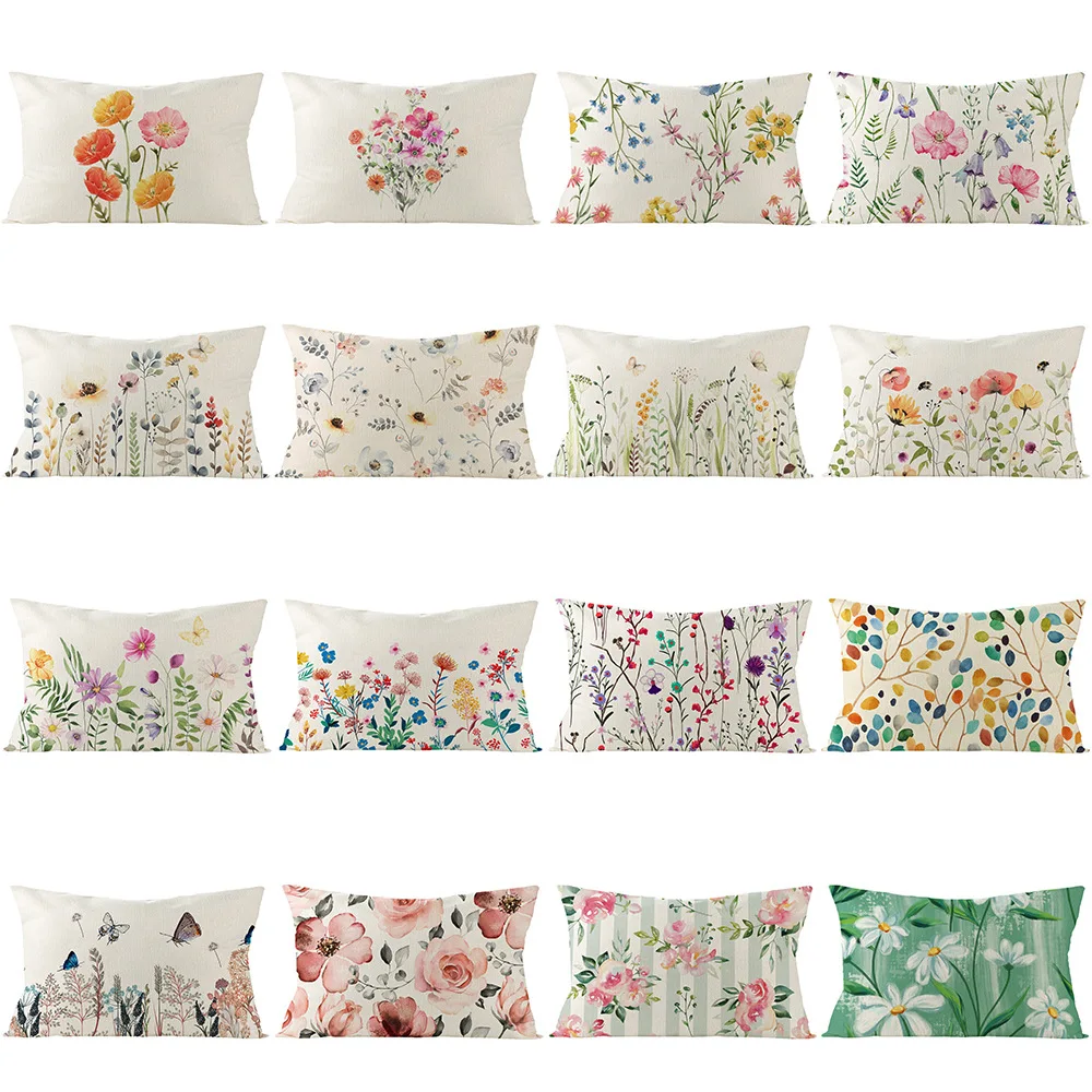 

Rectangle Lumbar Pillowcase 30x50cm Floral Plant Printed Cushion CoverSofa Chair Car Pillow Covers cojines decorativos para sofá