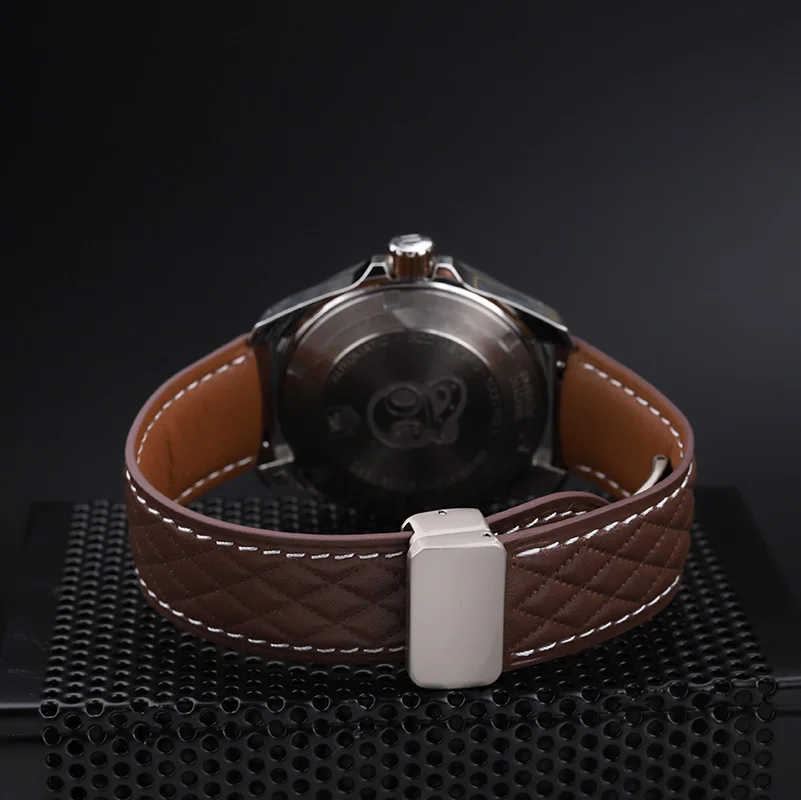 Ремешок из натуральной кожи для наручных часов мужской черный браслет Tag число 20