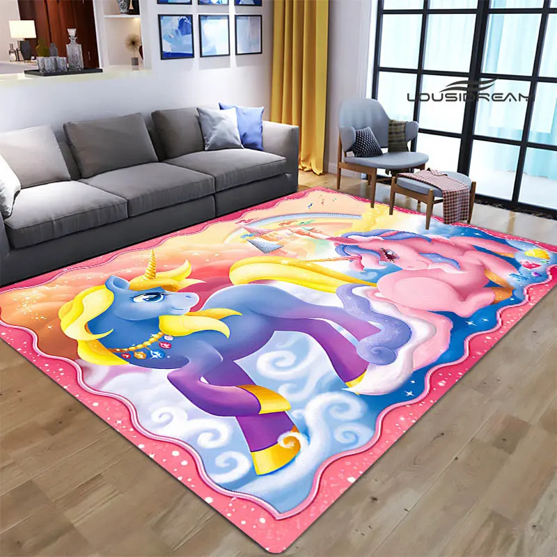 

Cartoon Unicorn Print Carpet Children's Playroom Play Carpet Photography Props Carpet Living Room Bedroom Beautiful Large Carpet