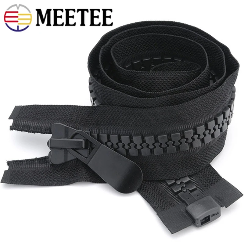 

Meetee 1Pc 60-80cm 8# 10# 15# Resin Zipper Single/Double Sliders Open-End Zips for Down Jacket Zippers DIY Garment Sewing Zip