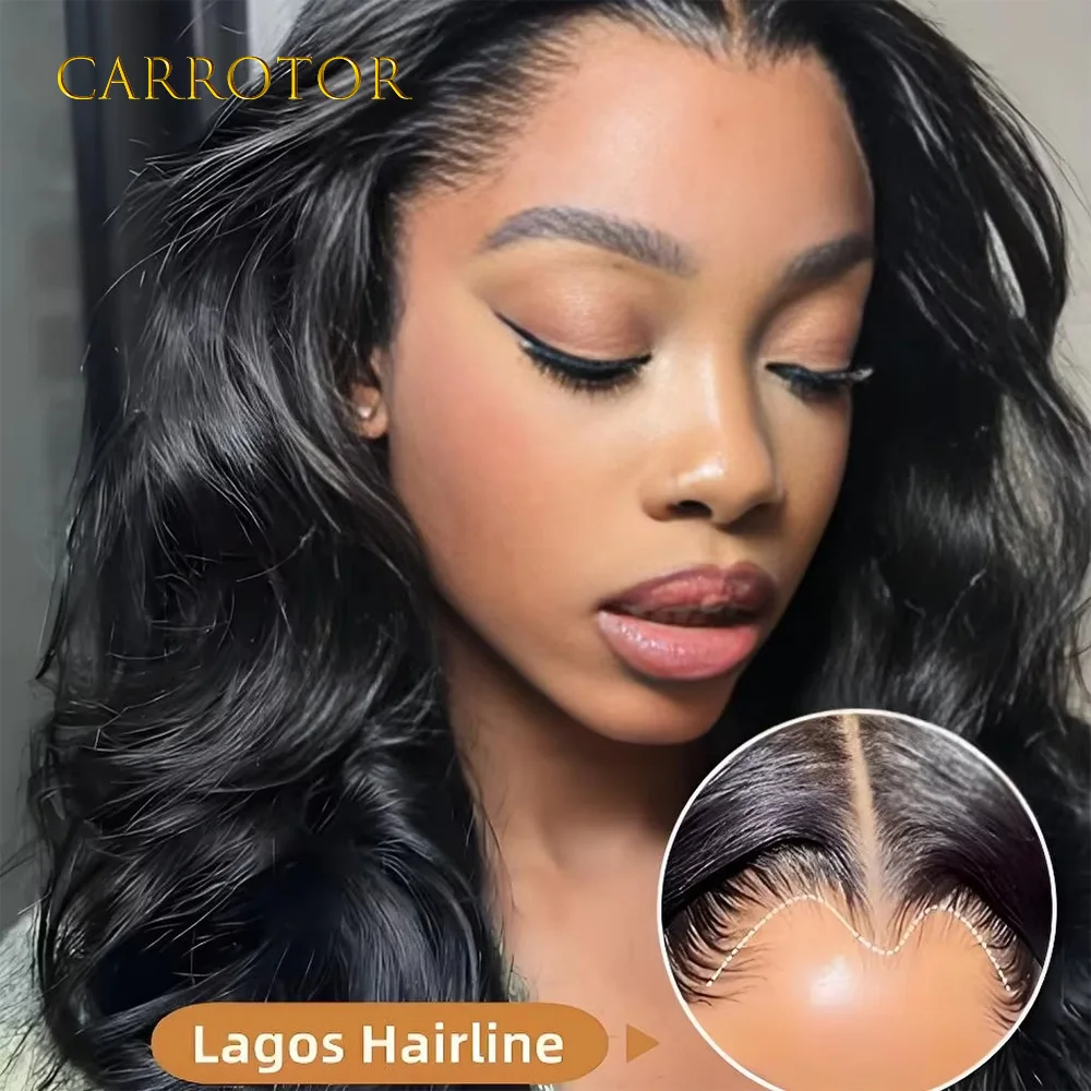 Фото Парик Lagos Hairline 13x4, невидимый кружевной фронтальный парик, плотность 250, свободные глубокие волны, человеческие волосы, бесклеевые парики, предварительно сорванные для женщин №2