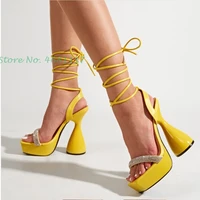 platform strange style heels sandals lace up high heels sexy party nightclub sandals newest fashion 2022 summer casual shoes