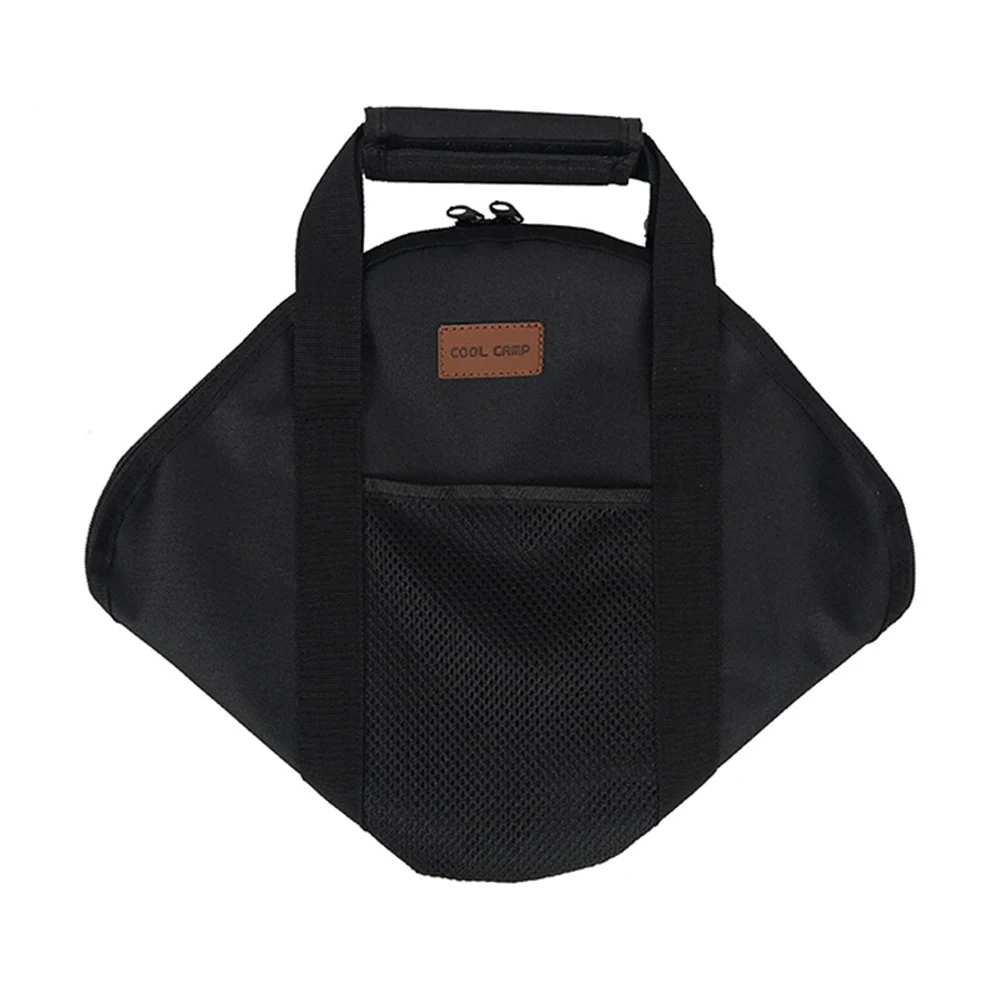 

600D Oxford Frying Pan Bag Case Portable Handle Grill Plate Carry Bag Wear-resistant Side Pocket Picnic BBQ Accessories