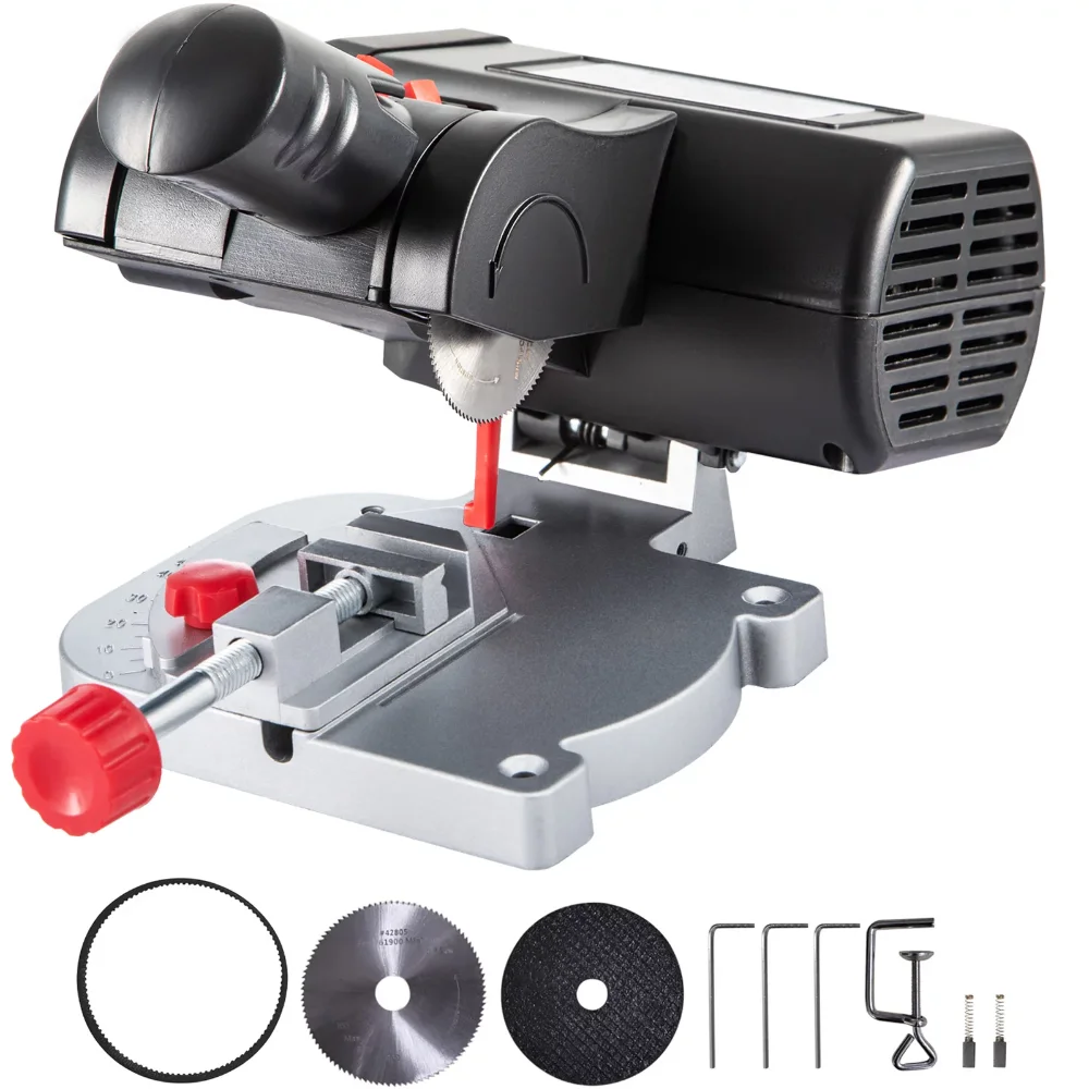 90 Watt Mini Benchtop Miter Saw with Counter Clamp, Includes 2 - 5/16