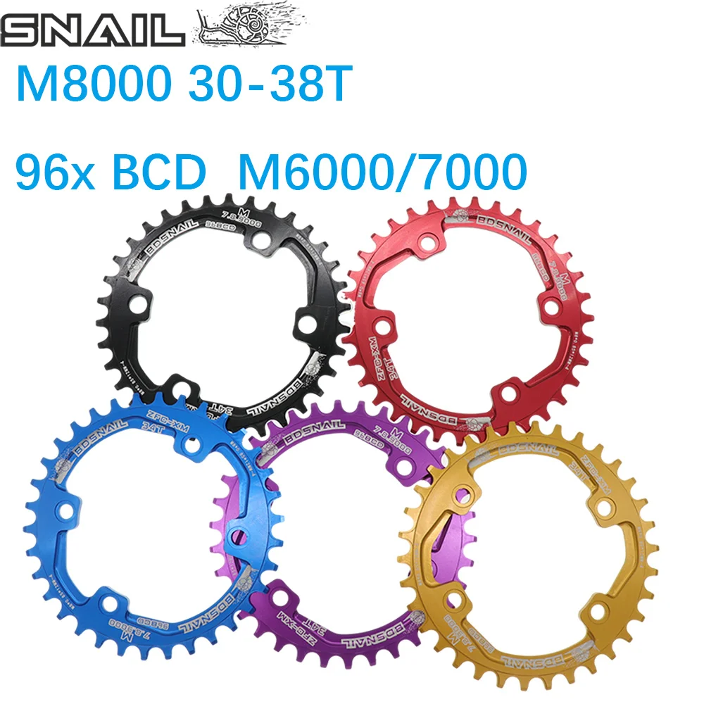 Snail Chainring Round for Shimano M7000 M8000 M9000 30T/32T/34T/36T/38T Tooth 96 BCD Narrow Wide Cycling Bike Bicycle Chainwheel
