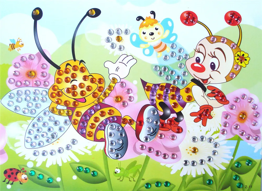 

Cartoon 2 in 1 Diamond Coloring Drawing Sticker Painting Graffiti Education Gift for Children Birthday Handmade DIY Toy Sets