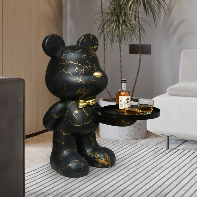 

Creative Doll Bear Large Floor Ornaments Housewarming New Home Gift Living Room Welcome Storage Tray Luxury Sculpture Decoration