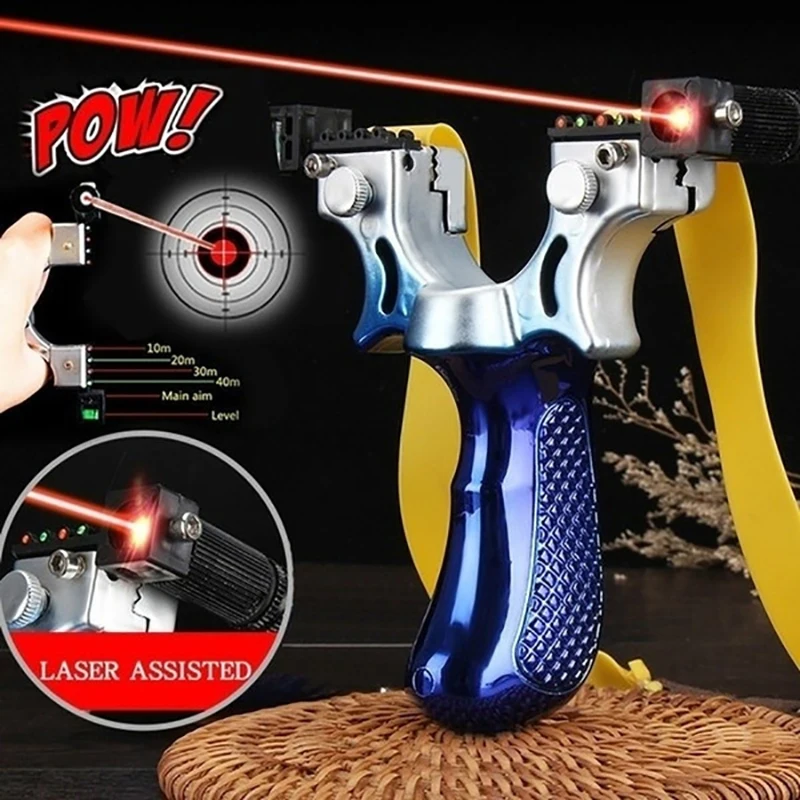 Laser Slingshot Sight High Power with Flat Rubber Band Outdoor Hunting Slingshot Shooting Competition Activity Hunting Accessori