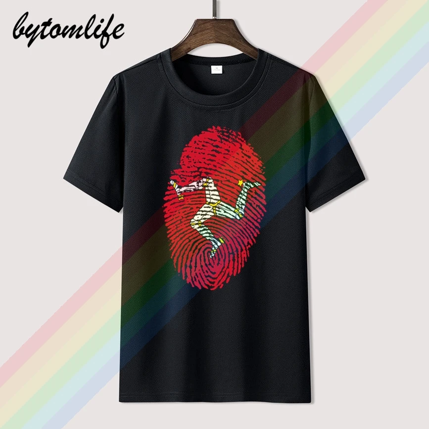 

Isle Of Man TT Fingerprint T Shirt Mens Tshirt Cotton T-shirt Black White Red Clothing Racer Top Game Tee Vintage Style