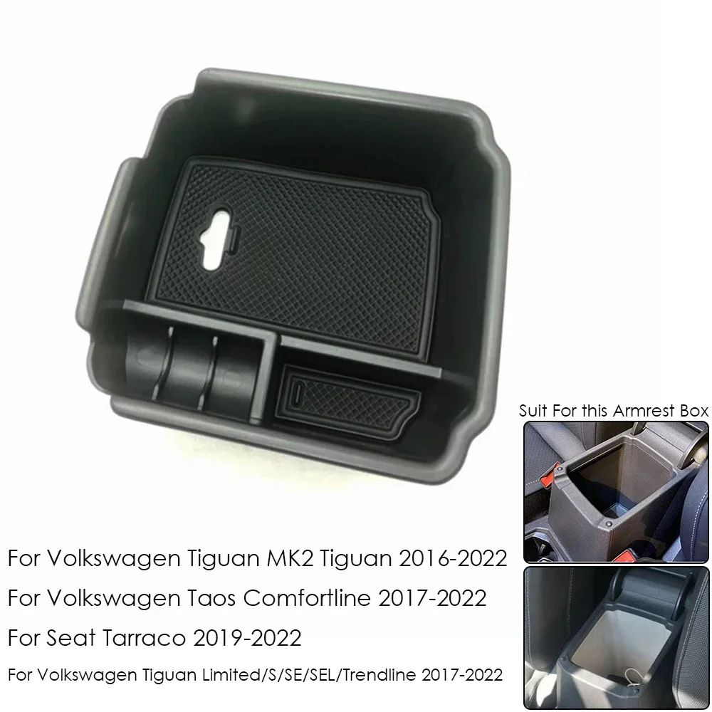 

Для Volkswagen VW Tiguan MK2 Taos Comfortline 2017-2022 автомобильные аксессуары подлокотник коробка для хранения лоток консоли Органайзер поддон