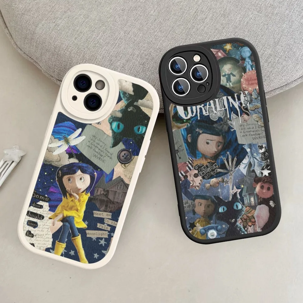 Anime C-coraline Phone Case Hard Leather For IPhone 16 15 14 13 12 Mini 11 Pro Max Xs X Xr 7 8 Plus Fundas