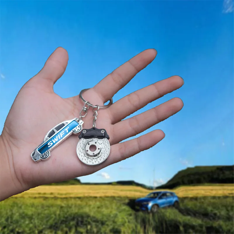 

Suzuki Swift Fashion Metal Car Model Brake Disc Ladies Men Keychain Bag Pendant Key Ring Inside and Outside Accessories Jewelr