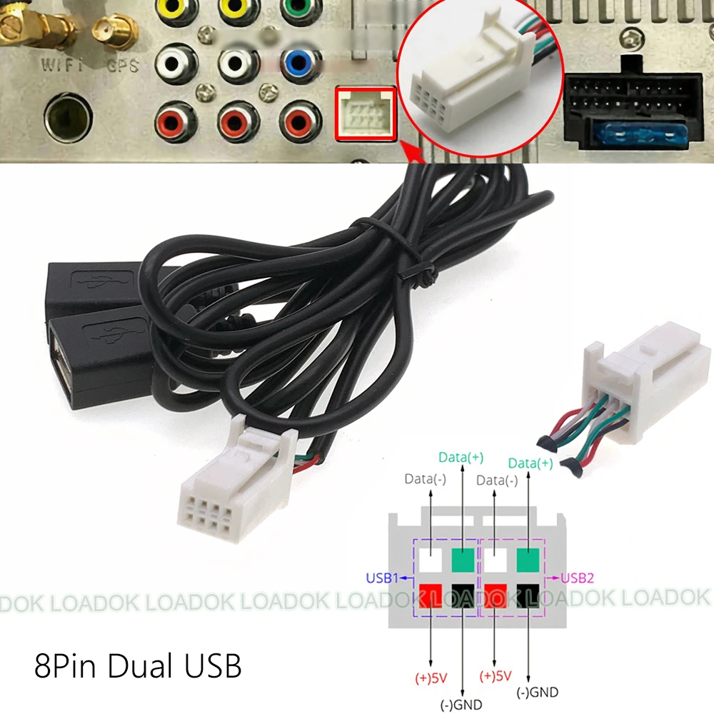 

4, 6, 8, 10 штырьков, USB-разъем, двойной USB-кабель, адаптер для телефона, Android, головное устройство, радио, навигация, мультимедиа