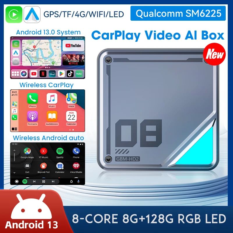 YolanAuto Ai Box для автомобилей BMW 2024 QCM6125 8 ГБ + 128 Android 13 Мультимедийная видеобокс