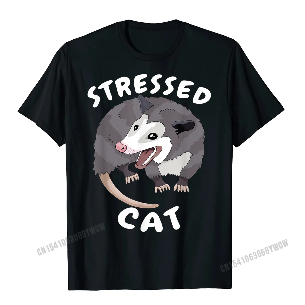 

Funny Stressed Cat Trash Cats Opossum Meme T-Shirt Harajuku Cotton Young Tops Shirts Funny T Shirt Print Fitted