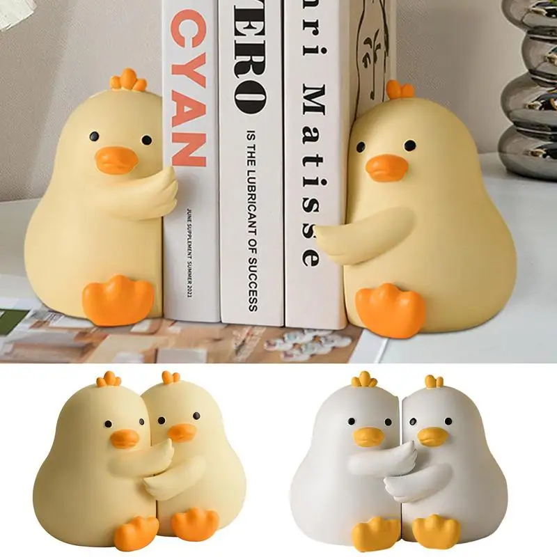 

Cute Hugging Ducks Bookends Resin Table Decorative Bookends Unique Book Ends Duck Figurines Sculpture Ornaments Home Decor