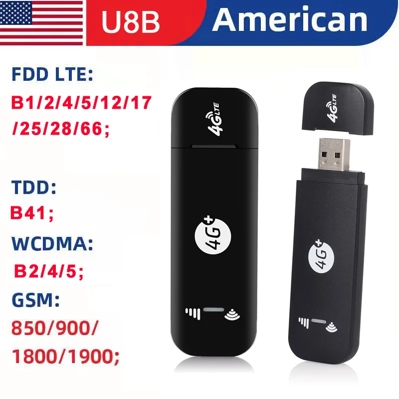 

U8B 4G LTE Wireless USB Dongle Mobile WiFi Hotspot 150Mbps Modem Stick Sim Card Broadband Mini 4G Router Computer & Office Home