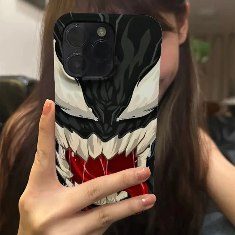Чехол для телефона с рисунком аниме Marvel Venom 16 Pro Max 15 14 13/12 креативный модный