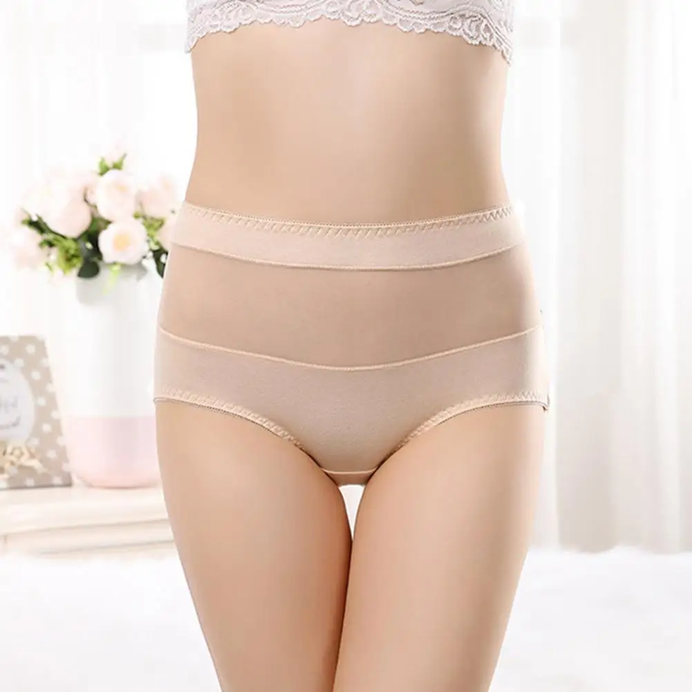 

Breathable Trendy Tummy Control Women Underpants Hip-lifting Lady Panties Solid Color for Sleeping