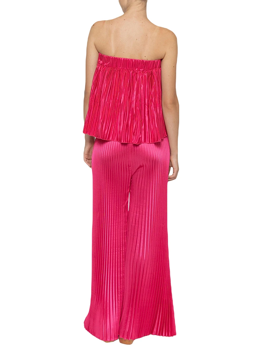 

Women Sexy 2 Piece Pants Set Strapless Off Shoulder Tube Top Pleated Long Wide Leg Pants Y2k Suits Outfits