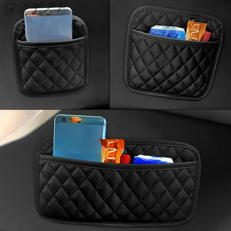 Universal PU Leather Car Storage Pocket Seat Back Door Center Console Organizer for Small Stuff Bag All Vehicles |