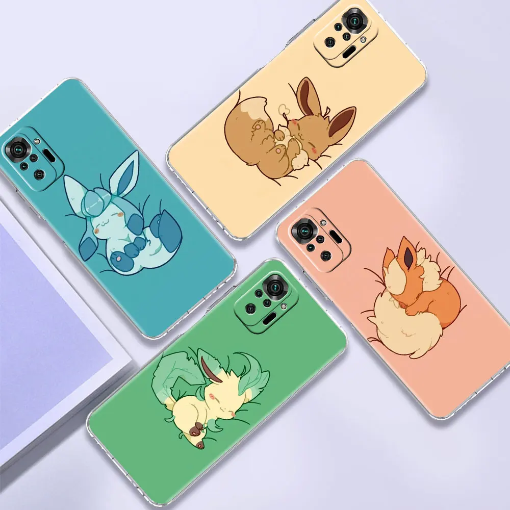 

Pokemon Cute Eevee Phone Case For Xiaomi Redmi Note 11 10 9 8 Pro 9S 10S 9A 9C Shockproof K40 8T 7 9T TPU Silicone Soft Cover