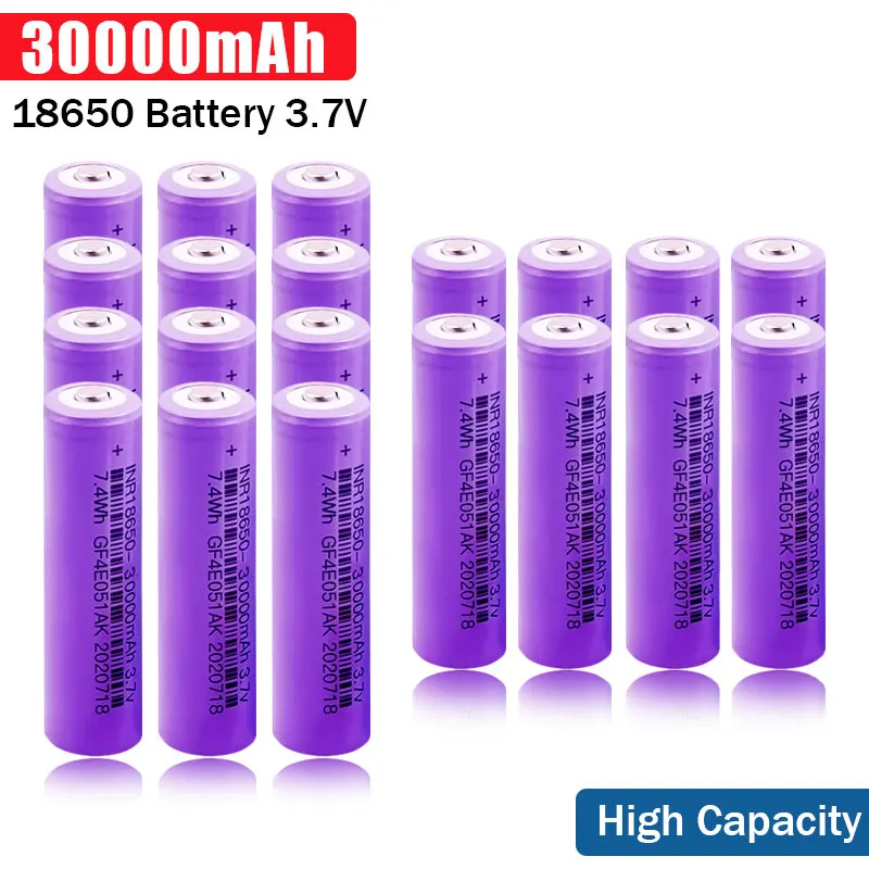 

1-10 PCS 18650 3.7V 30000mAh High-capacity Lithium Ion Rechargeable Battery for Charging Counter Lamp Flashlight Drop Shipping