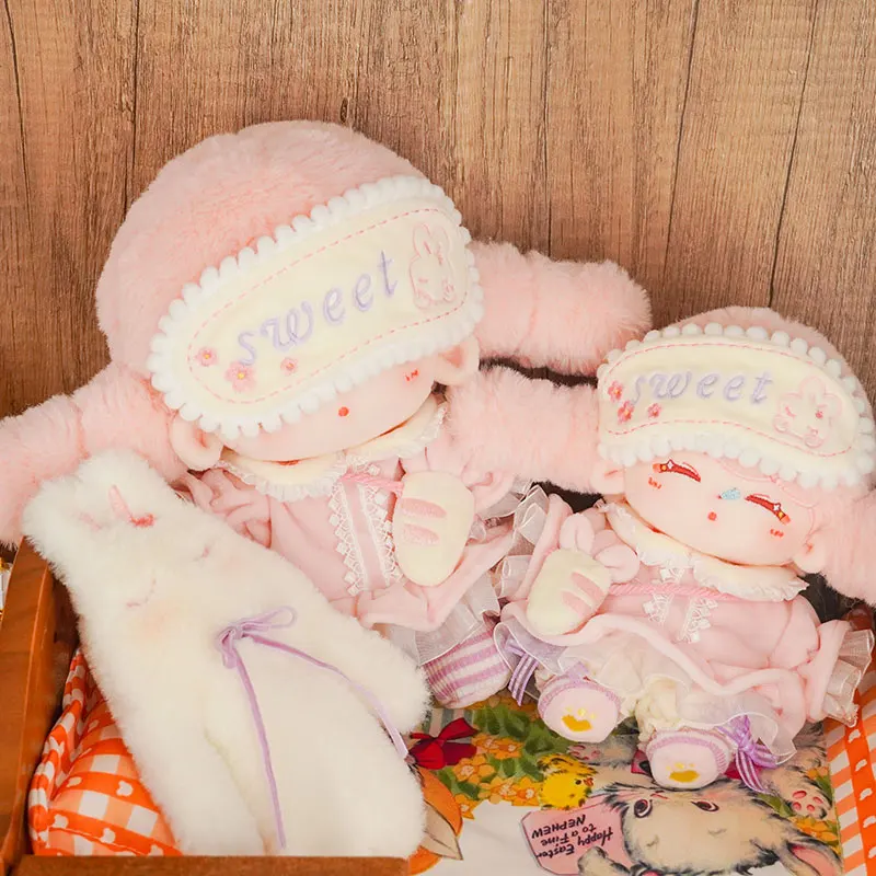Handmade 6pc/set Pajama Party Sweet Dream Rabbit/cat 15/20cm Doll Clothes Plush Dolls Outfit Soft Plush Naked Doll
